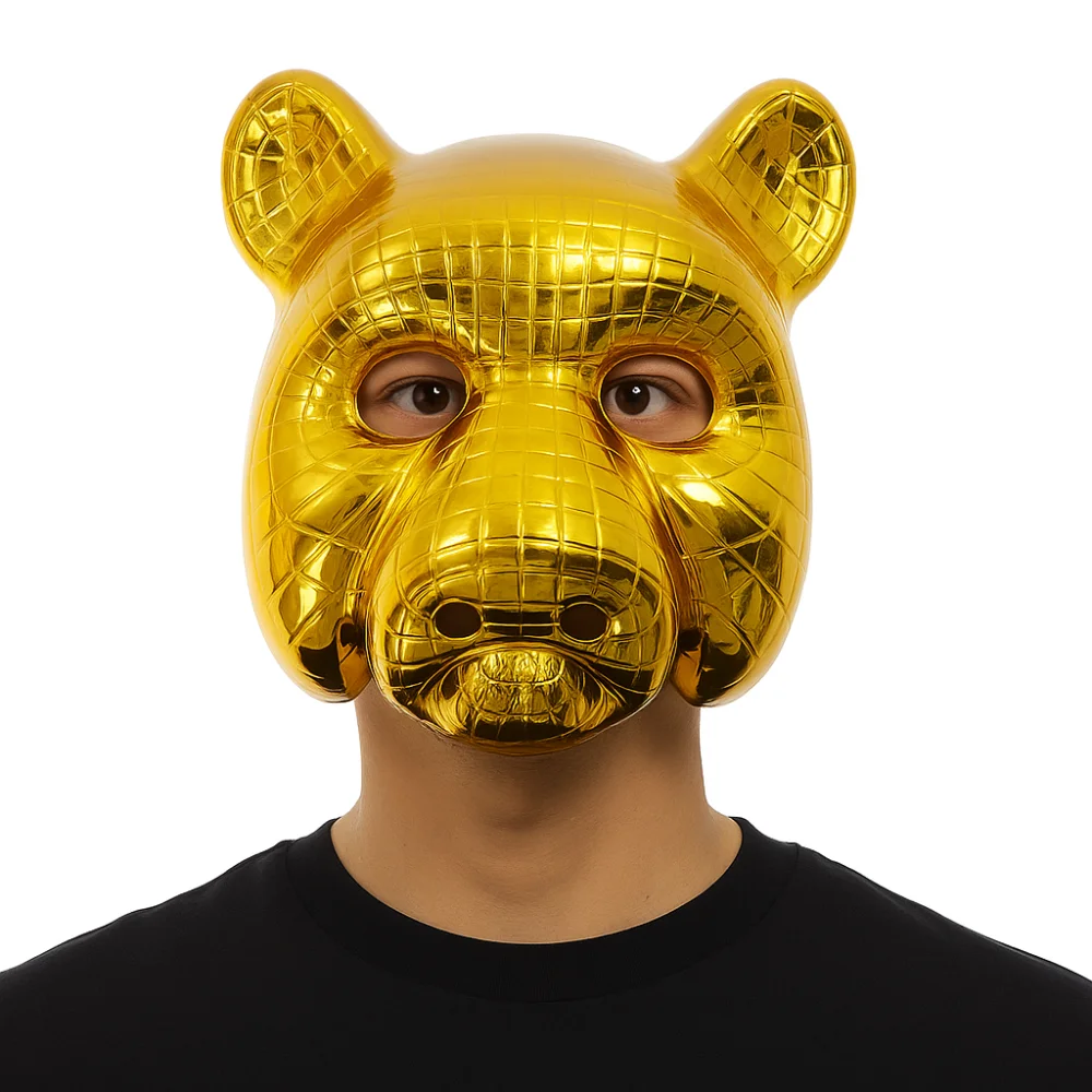 Personalisierte goldene Halloween-Masken, elastisches Seil, Kunststoff-Tiermaske, Cosplay-Kostüm, Cartoon-Maskerade-Requisiten