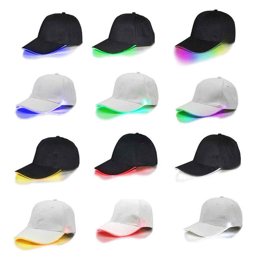 Fashion LED Glow Cap Colorful Hip Hop Hat Unisex Outdoor Sport Outdoor Cotton Cap Sunshade Baseball Cap Adjustable Hat