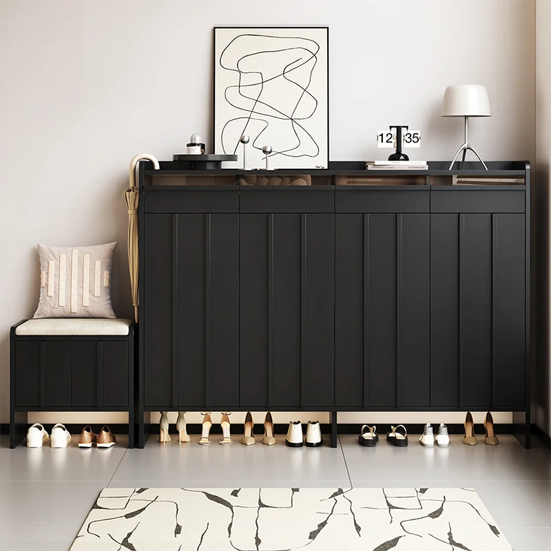 

Wooden Luxury Shoe Cabinet Storage Organizer Living Room Mobile Designer Slippers Shoe Shelf Modern Zapatero Entrance Furniture