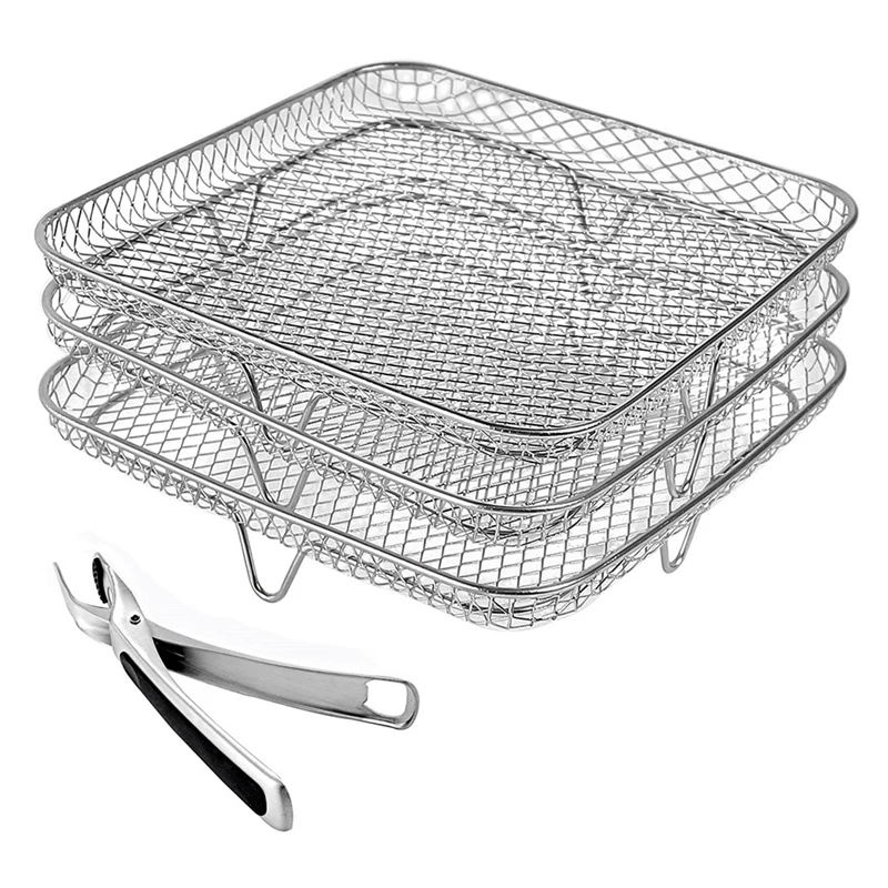8 zoll Air Friteuse Rack Platz Drei Stapelbar Racks, Edelstahl Multi-Schicht Dörr Rack, air Friteuse Zubehör