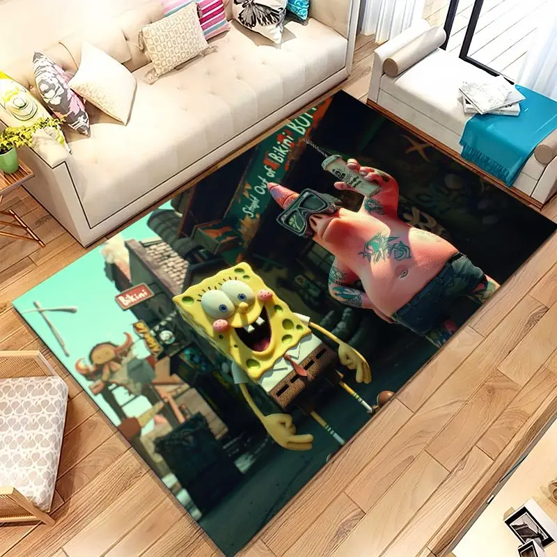 Bikini Bottom S-SpongeBob Cartoon Soft Non-Slip Large Area Rug for Living Room,Bedroom Playroom Carpet Mat for Sofa,Home Decor