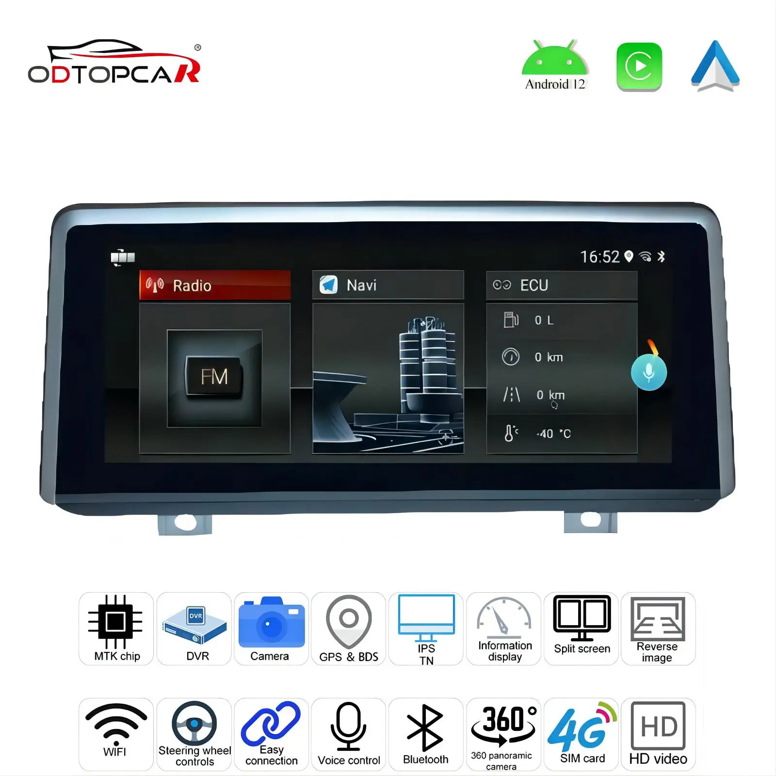 ODTOPCAR bmw f20 screen replacement  8.8 inch installation android auto Google Maps TikTok YouTube Video Games Navigation GPS 4G