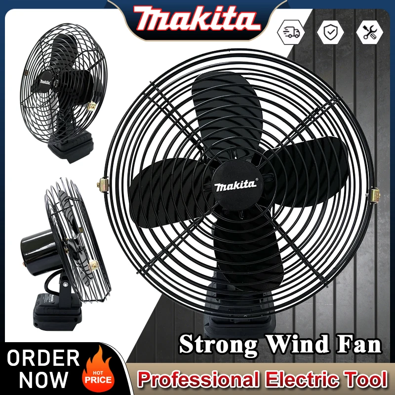 

Вентилятор Makita для кемпинга, 8 дюймов, беспроводной, для рыбалки на открытом воздухе, настольный портативный металлический вентилятор, сильный ветровентилятор, подходит для аккумулятора Makita 18 В 20 В