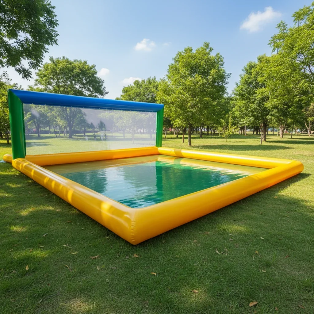 2026 Inflatable Water Park Fun Large Volleyball Court Air Model Outdoor 12 People Portable PVC Material Guangzhou Made Baggedpro