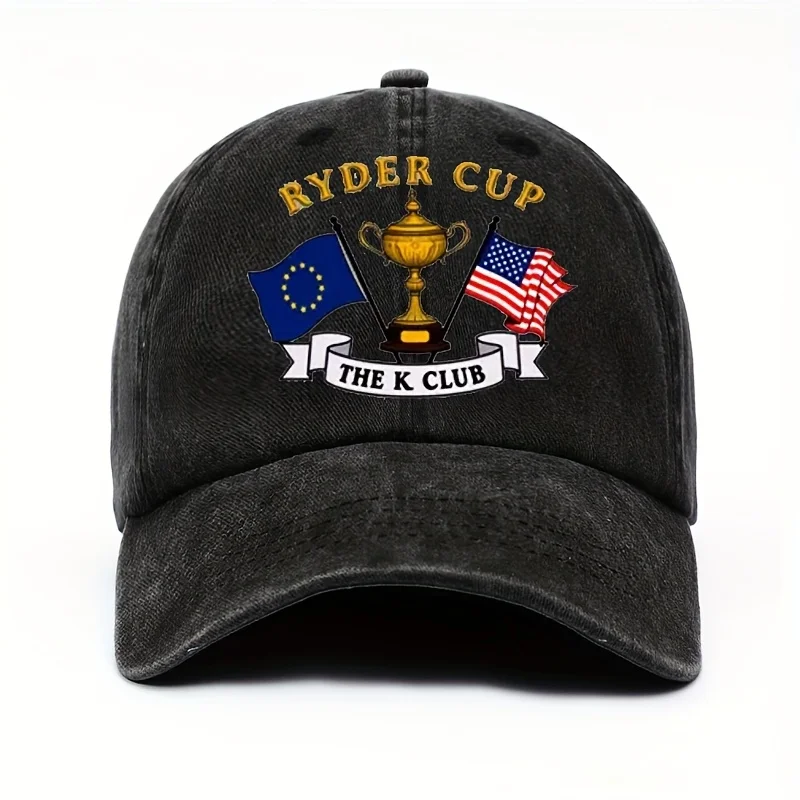 1x Official Ryder Cup Baseball Cap - Vintage Golf Trophy design, Lightweight Non-Stretchy Hat for Men & Women, European Flag & R
