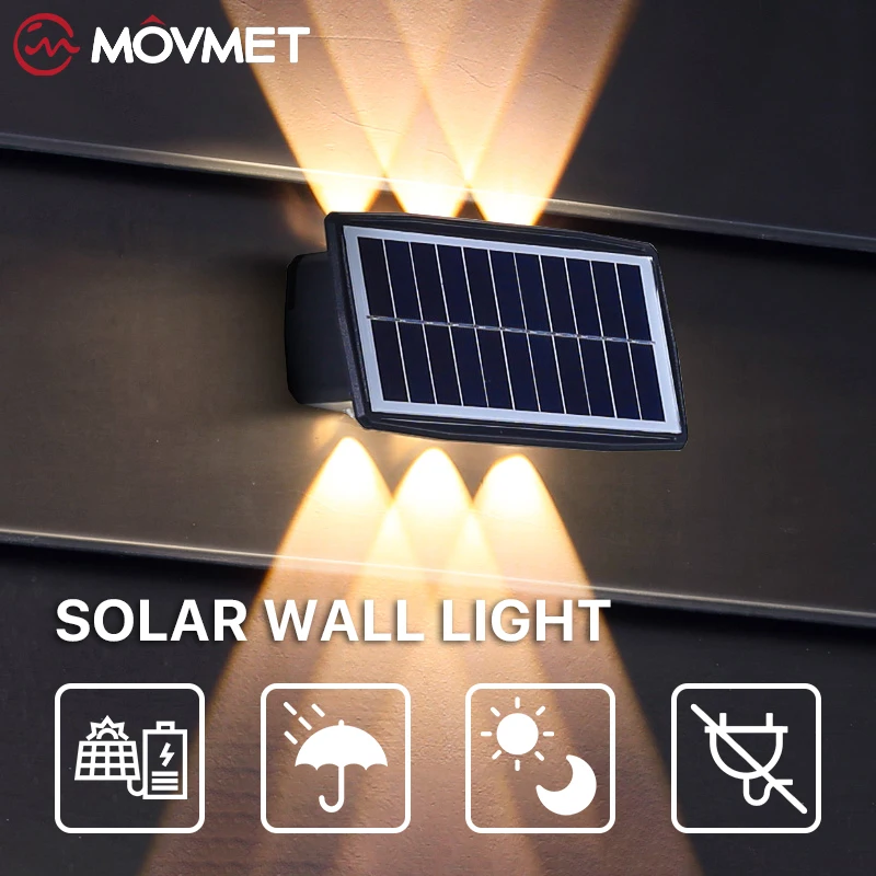 

Solar Chargable LED Outdoor Wall Lamp Waterproof Solar Light For Gate Countryard Fence Balcony Garden Night Lamp Landscape Decor