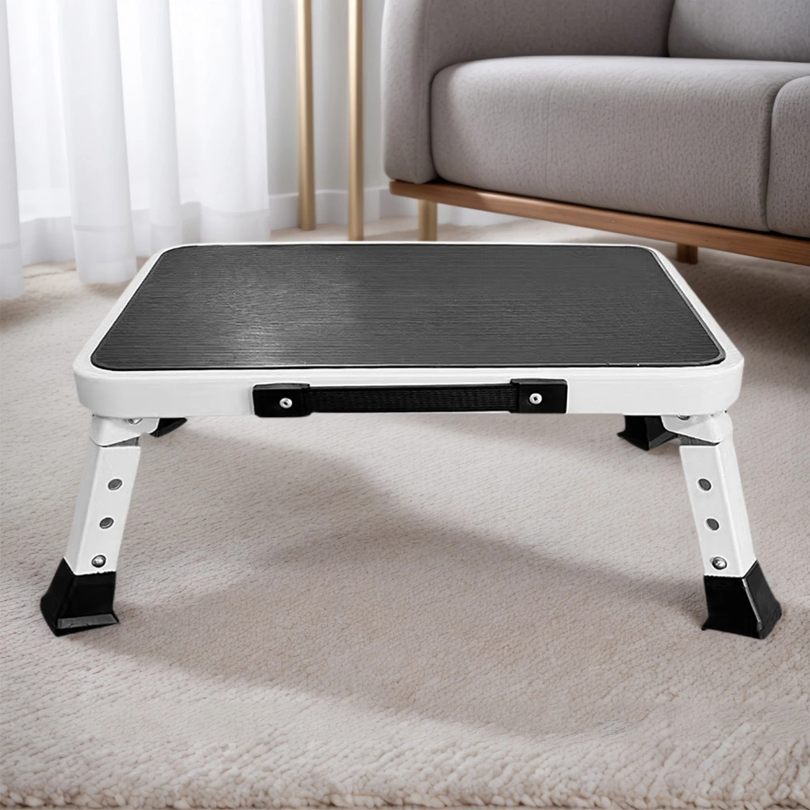 

1 Step Folding Anti-Slip Step Stool Collapsible Folding Step Stool Ladder Stool Sturdy Steel Ladder for Household Garage Storage