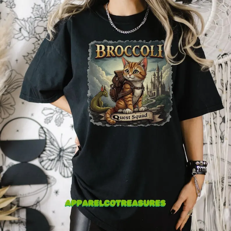 Quest Squad Broccoli Cat T-Shirt, Broccoli Cat Onyx Storm Shirt, Broccoli Cat Shirt, Fourth Wing Shirt, Basgiath War College