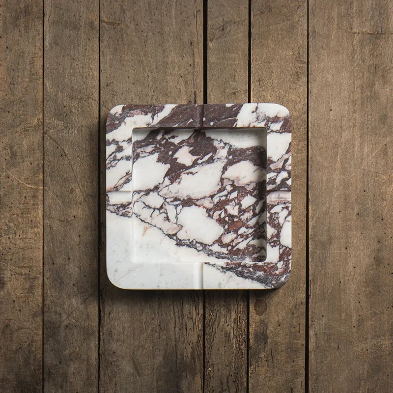 Light luxury natural Calacatta Viola marble square jewelry tray ornament home hotel desktop office ashtray decoration