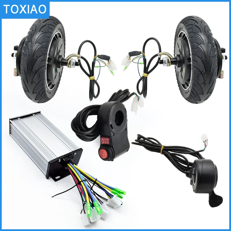 24V36V48V350W dual motor modified electric scooter go kart kit total power 700W with drum brake 8-inch solid wheel hub motor