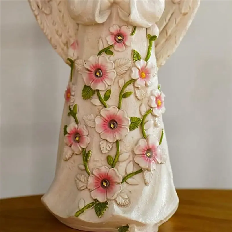 ABJI-Solar Garden Statue Angel Unique Housewarming Gift Crafts Ornaments Suitable For Terrace Garden Decoration