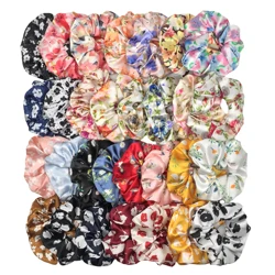 6pcs/lot Satin Scrunchies Elastic Hair Bands Fashion Women Accessories Ponytail Holder Ties Rubber Bands Print Leopard Bandanna