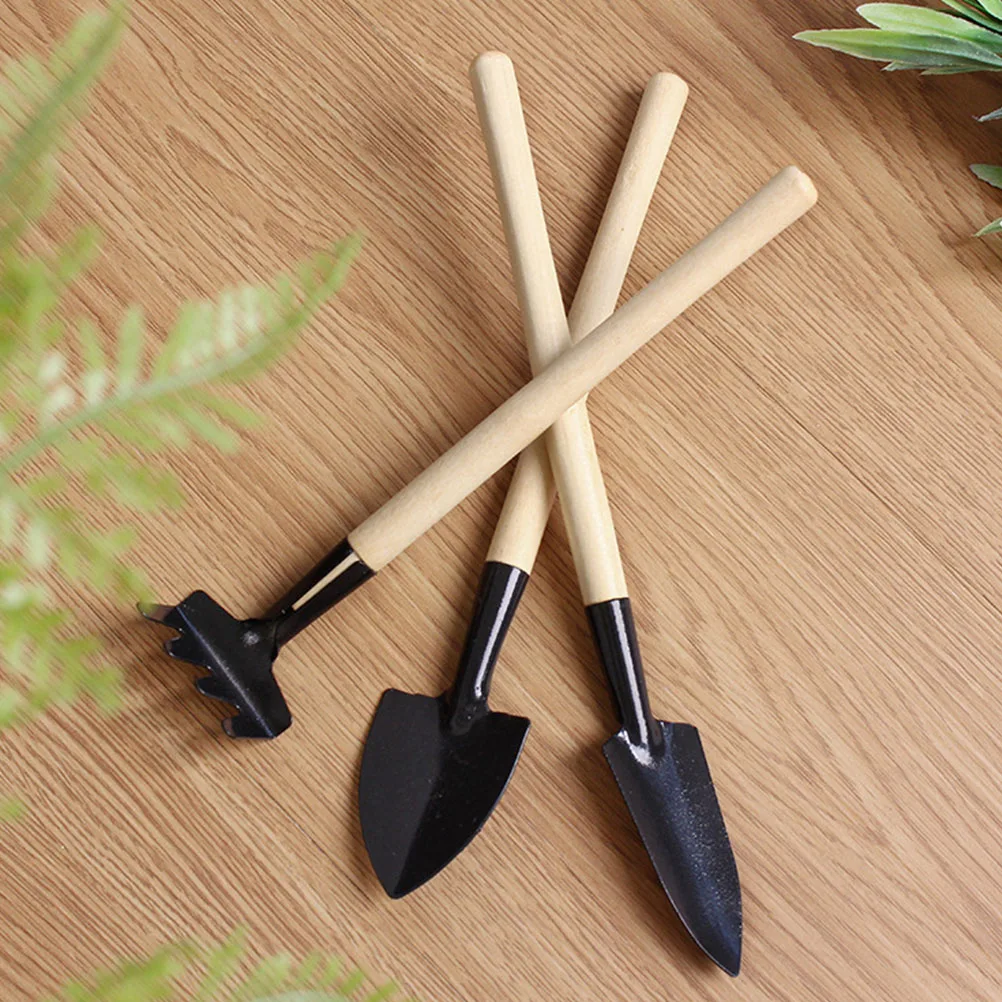 

2 Sets Mini Gardening Tools Set Wooden Handle Shovel Trowel Rake Kids Plant Transplanter Safe Durable Lightweight Garden