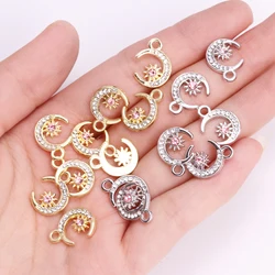 10Pcs Exquisite Zircon Alloy Sun Moon Pendant Handmade Jewelry Making Necklace Earrings Charms Diy Craft Accessories Findings