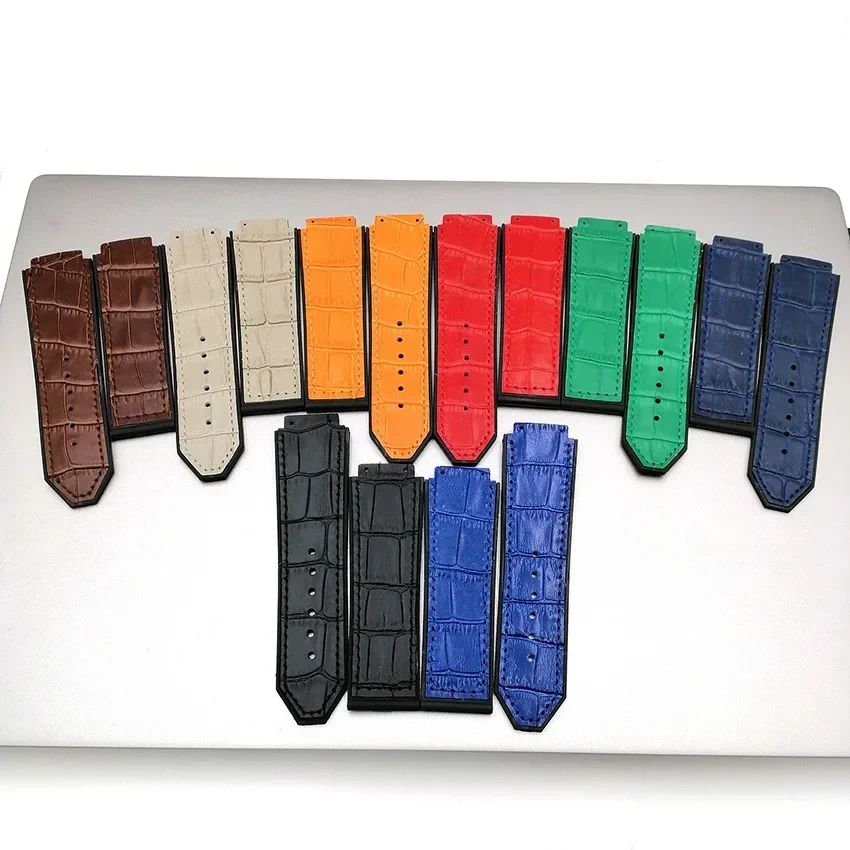 Watch Band 19mm*25mm High quality Genuine leather strap for Hublot series fashion business 22mm clasp ladies rubber sports strap