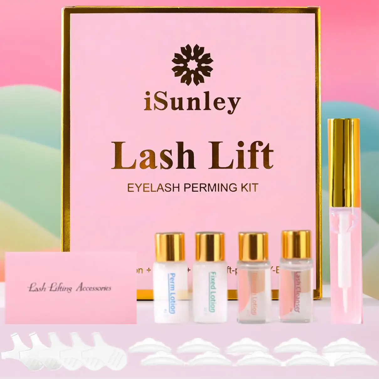 Isunley Lash Lift Kit Professional Eyelash Perm Kit Liquid Set Semi-Permanent Curling Perming Wave Lift Extension Perm Set