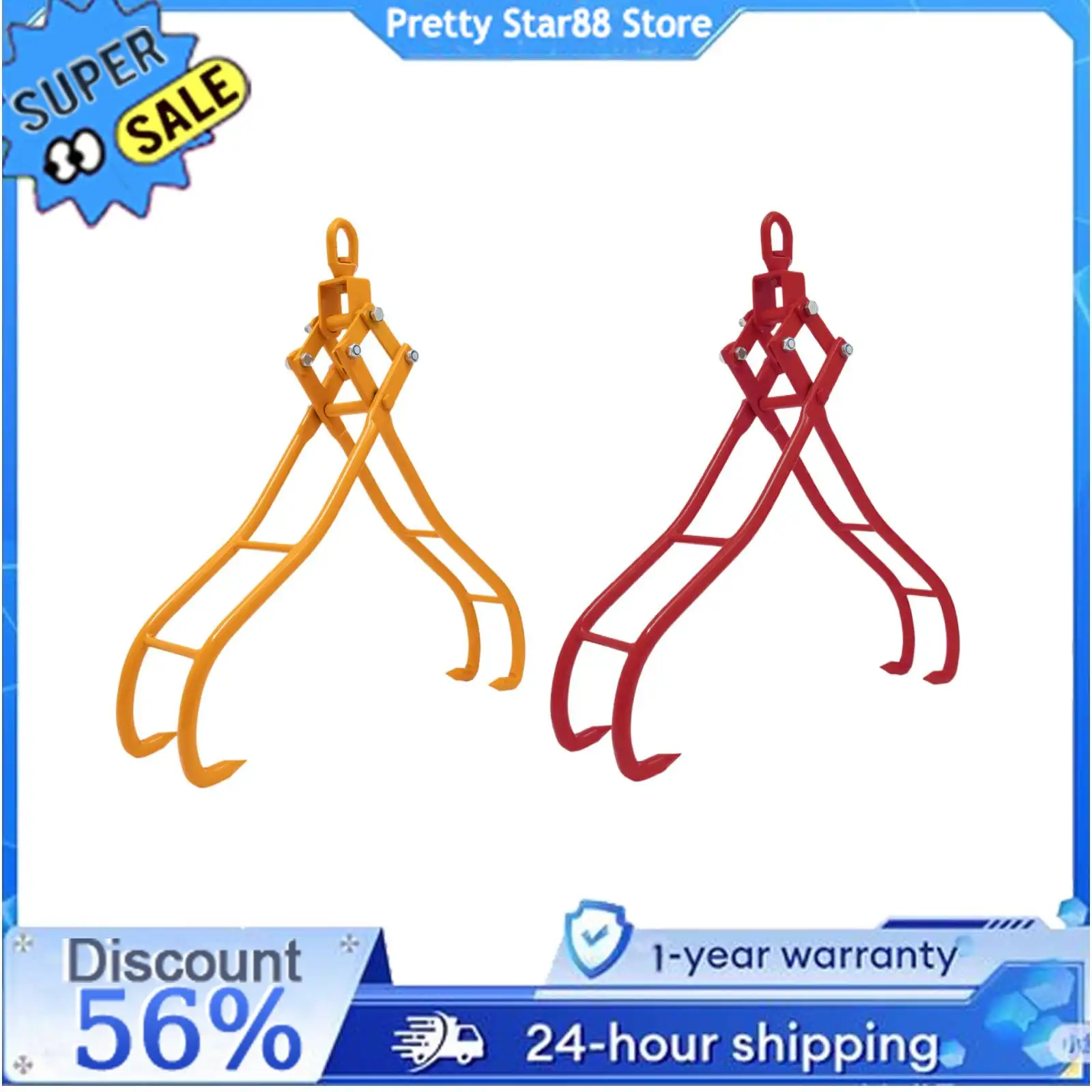 Wear-Resistant Timber Lifting Tong 36 In 4 Claw Log Grapple Installation-Free Simple Operation for Forestry/Construction