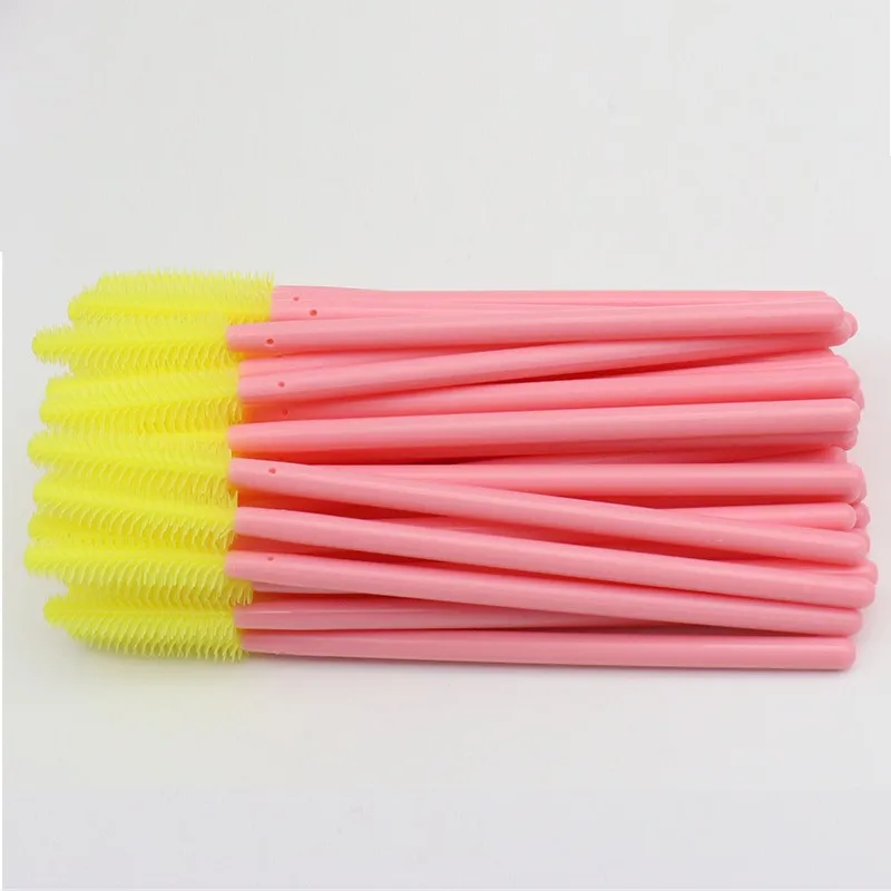 50pcs Silicone Eyelash Brush Eyebrow Comb Microbrush Mascara Wands Applicator False Lash Extension Supplies Eye Brow Makeup Tool