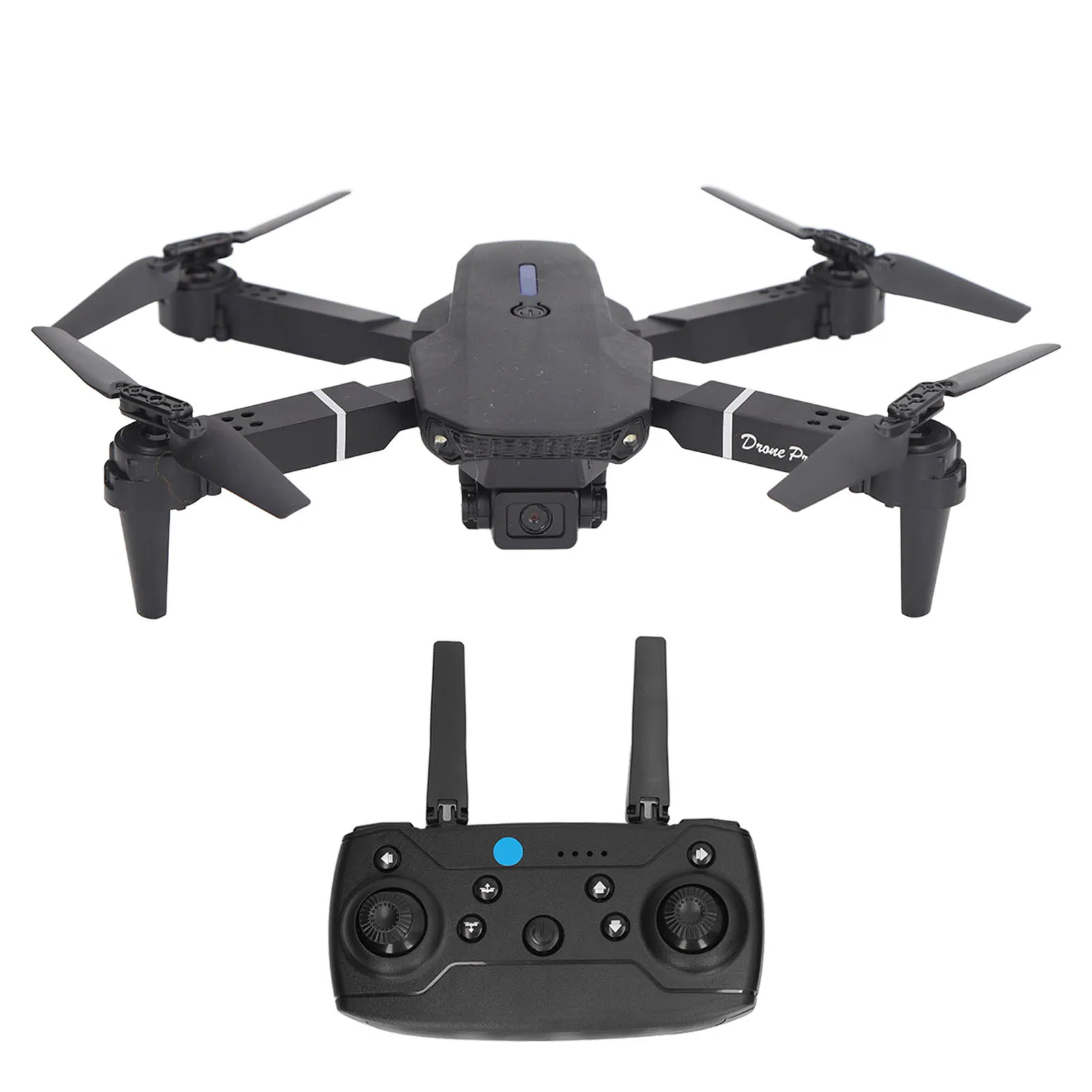 Drone RC a 4 assi Drone RC pieghevole E88 Quadcopter aereo a 4 assi Doppia fotocamera HD Drone RC pieghevole ad alta risoluzione Nero