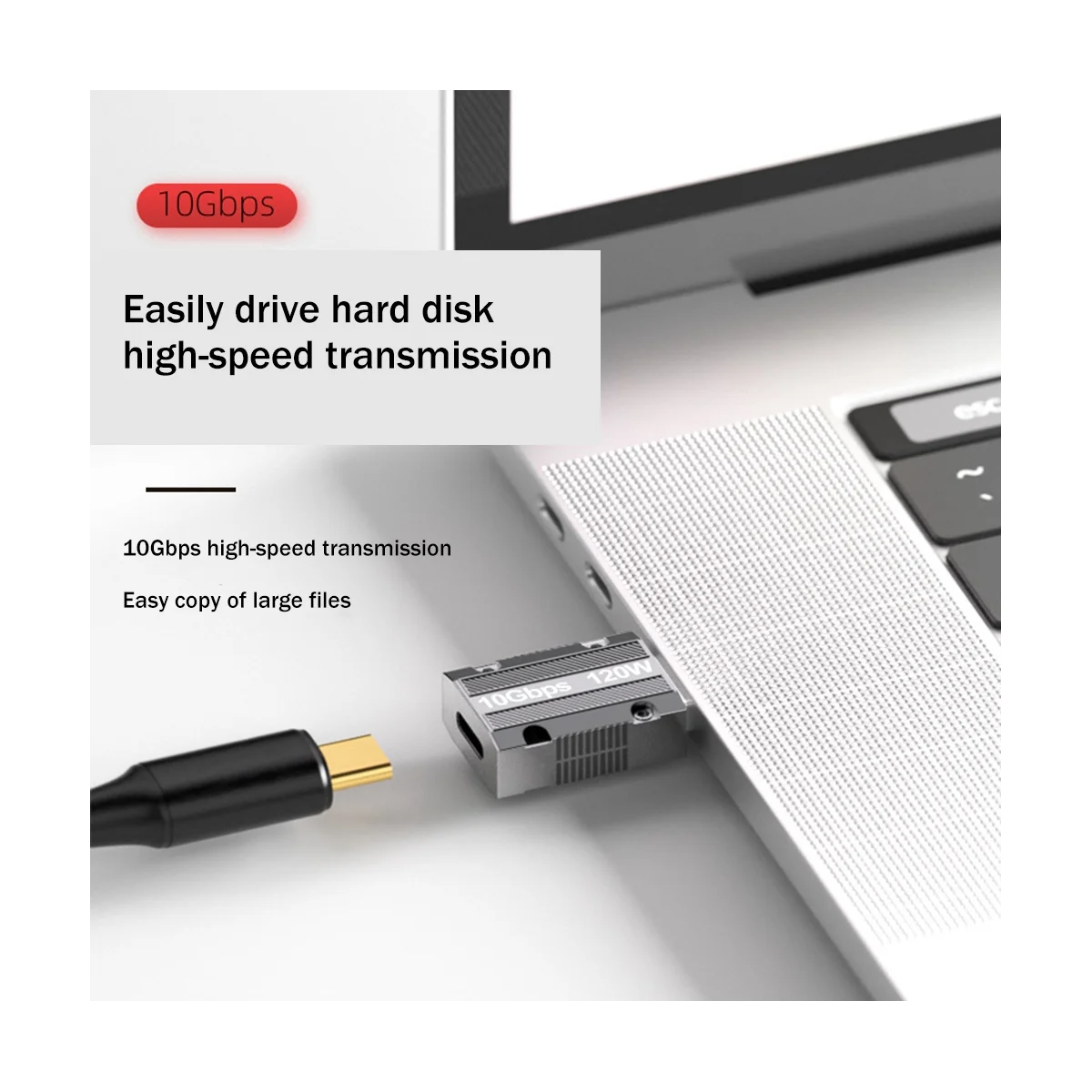 Type-cからUSBへのアダプター、急速充電コンバーター、ノートブックデータ転送、変換ヘッド、10gbps、120w