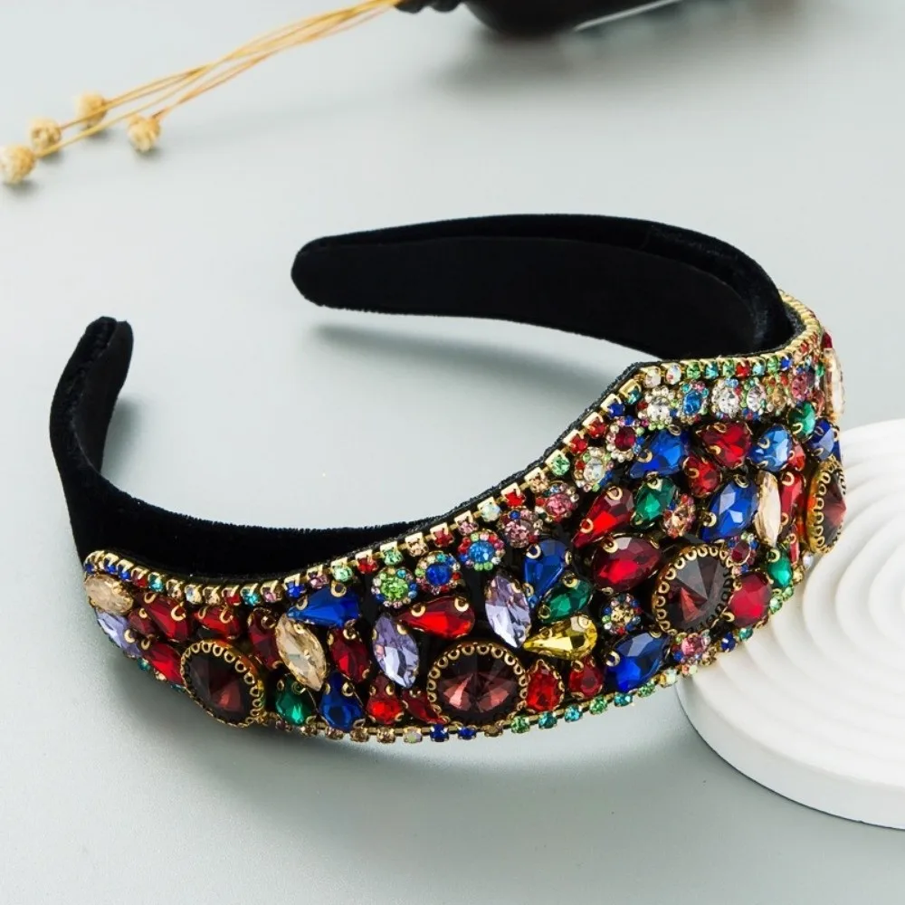 

Retro Colorful Rhinestone Headbands Full Diamond Super Flash Crown Hairband Hair Band Hoop Hair Accessories