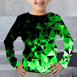 Children's Clothing Tshirt for Kids Boys 9 to 14 Lightning Geometry Long Sleeve T-Shirt Boy One Piece Casual Top High Child Tees