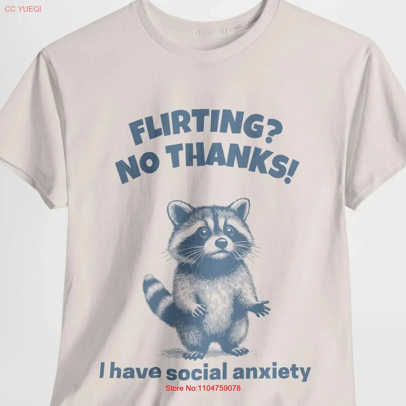 Funny Social Anxiety T Shirt Flirting No Thanks Sarcastic Raccoon Meme Introvert Humor Awkward vintage Washed Breathable
