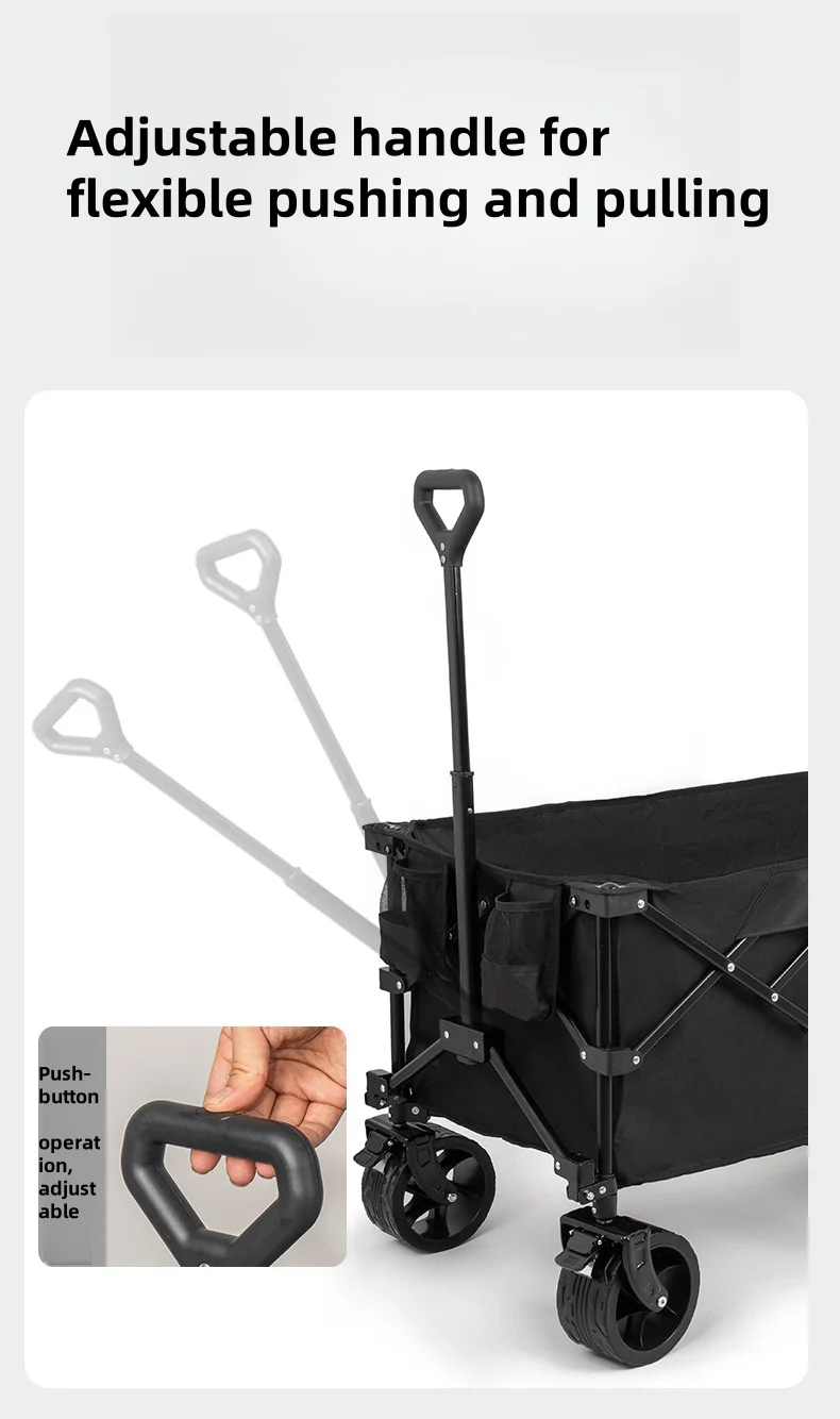 PoeticExist نزهة تروللي الكهربائية في الهواء الطلق فائدة عجلات كبيرة المحمولة للطي مريحة للطي عربة التخييم عربة
