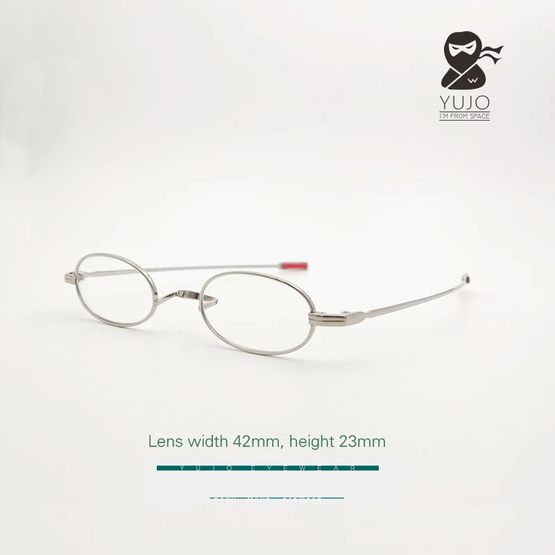 Japanese retro oval handmade titanium prescription small reading Vintage single bridge presbyopia spectacles lens 42*23mm