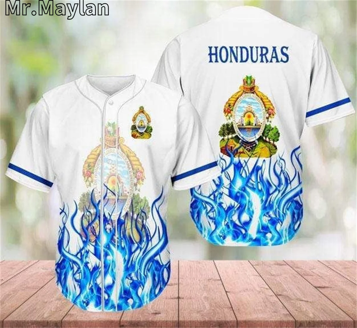 Camisa de futebol espanhol masculina, nome personalizado, azul marinho flamejante, impresso em 3D, camisas de verão, tops masculinos, streetwear extragrande