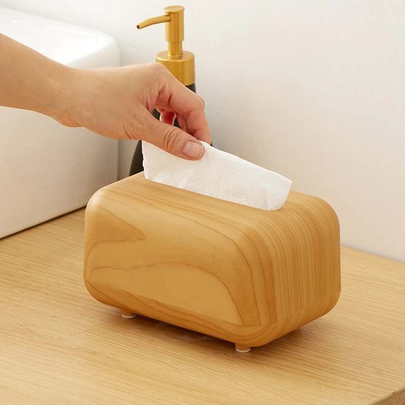 

Creative Luxury wood-like Desktop Tissue Box Paper Drawer Napkin Homestay Hotel Coffee Table Paper Drawer Living Room