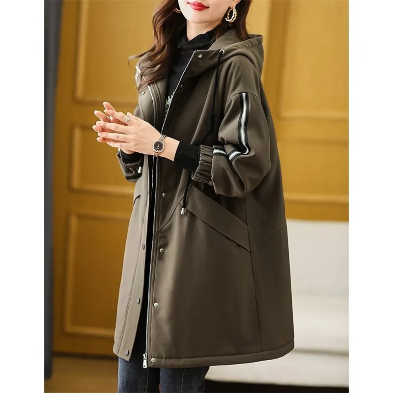 2024 Female Hooded Large Size 4XL Puffer Coat Women Long Sleeves Down Cotton Jacket Winter Ladies Work Clothes Parkas Outwear