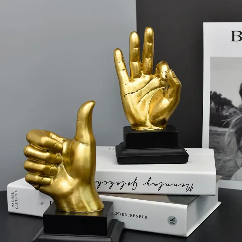 Gesture Finger Model Sculptures Decoration Home Art Resin Decor Victory Coffee Shop Creativity Vintage Desktop Crafts Statue