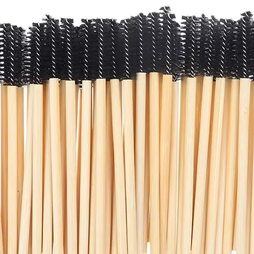 50 Uds. Cepillo de pestañas con mango de bambú, cepillo de maquillaje, extensión de pestañas, cepillo desechable para cejas, aplicador de máscara, herramienta de maquillaje