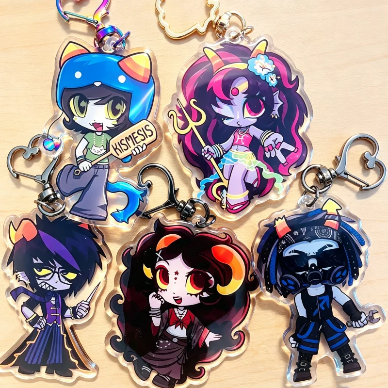 Homestuck Troll Acrylic Keychain – Chibi Style Game Merch Pendant for Backpack Bag Phone Decor Webcomic Fan Gift Collectible