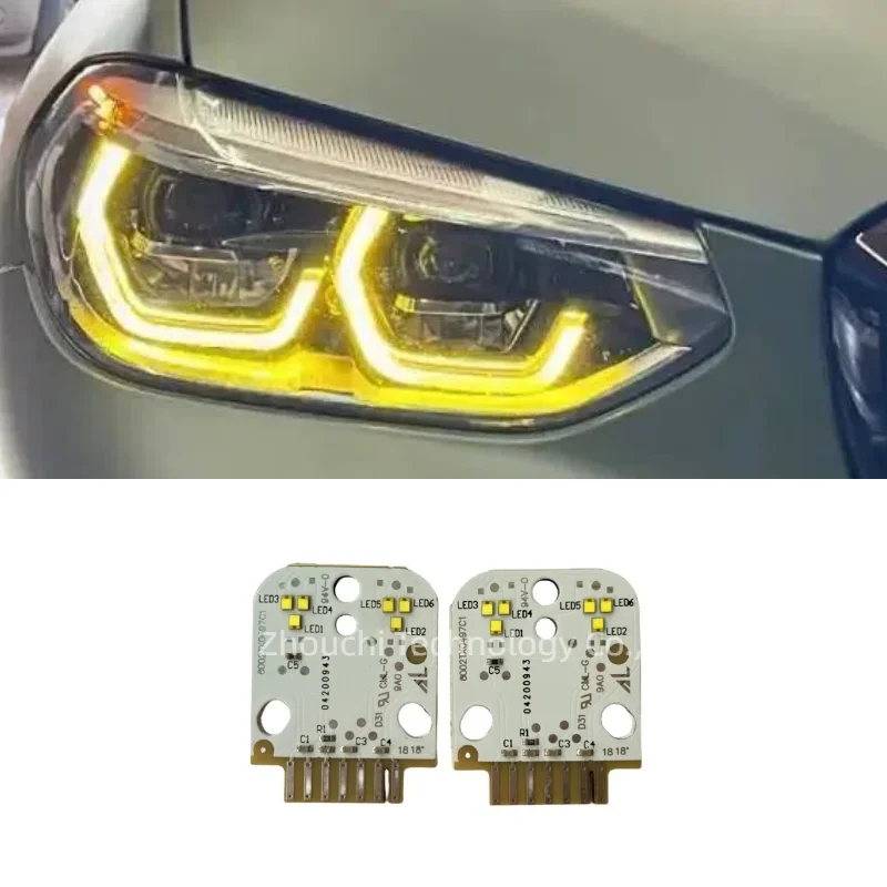 Yellow Angel Eyes For 2018 2019 2020 2021 BMW X3 X3M F97 G01 X4 X4M G02 DRL Module LED Boards Daytime Running Lights