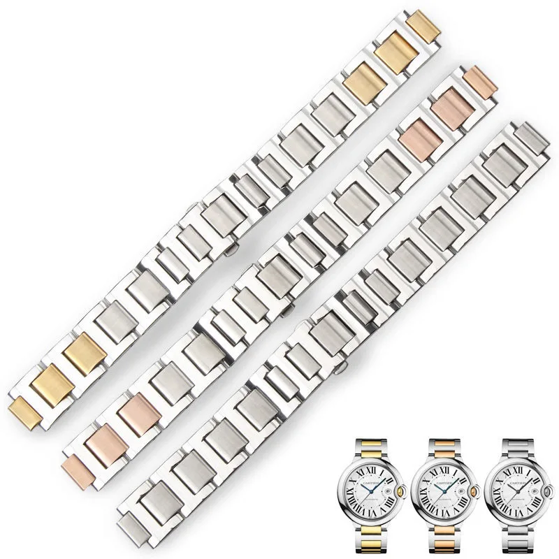 14-8mm 16-8mm 18-11mm 20-12mm 22-14mm Konvex Damen Herren Edelstahl Armband für Cartier Blue Balloon Uhrenarmband
