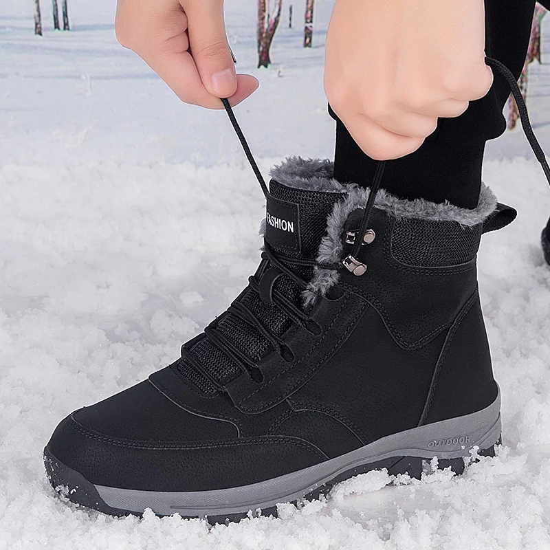 Men's Winter Snow Boots woman's Waterproof sneakers Super Warm Men's Boots Outdoor Men Hiking Boots Work Travel Shoes Size 37-47