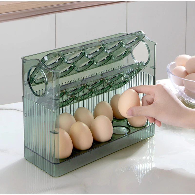 Home Storage Egg Box Creative Egg Storage Box Flip Type Refrigerator Side Door Storage Rack Freshness Box Kitchen Egg Tray