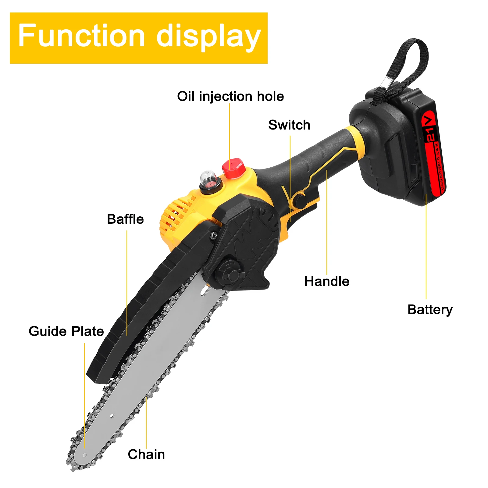 21V 4in /6in /8in Electric Pruning Saw Rechargeable Small Electric Saws Woodworking Electric Saw Garden Logging Mini Chain Saw