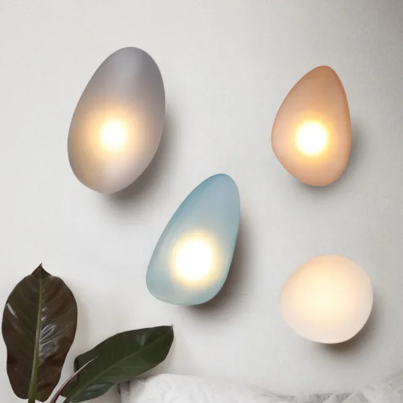 Nordic Design Background Wall Decor Lamp Frosted Glass Lampshade Multiple Colors Sconce Lights Living Room Bedroom Decoration