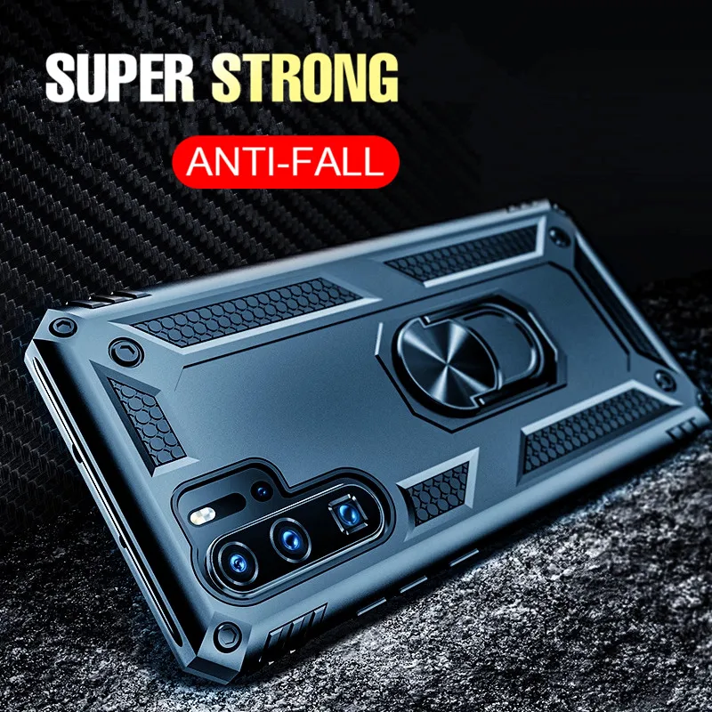 Funda de lujo a prueba de golpes para Huawei P30 Pro P Smart 2019, funda de parachoques suave para Huawei Honor 10 P30 Lite, funda con anillo