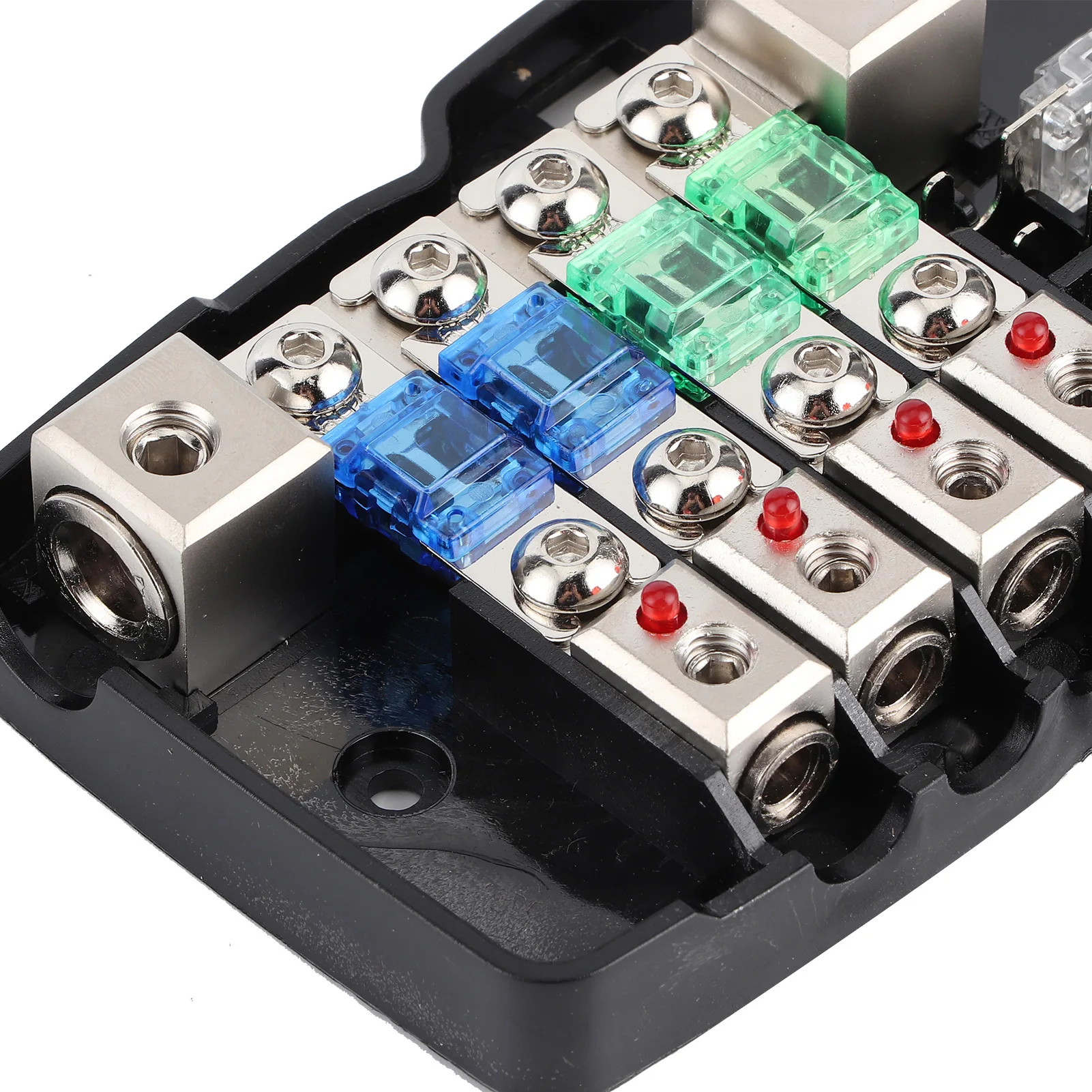 Блок предохранителей для автомобильной аудиосистемы, 4-сторонний блок для распределения звука, аксессуары для лодок, домов на колесах, грузовиков, внедорожников, кроссоверов, квадроциклов, мотовездеходов, автомобилей