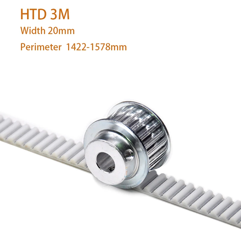 1Pcs Perimeter 1422-1578mm HTD 3M PU With Steel Core Timing Belt Width 20mm White Polyurethane Closed Loop Gear Belt