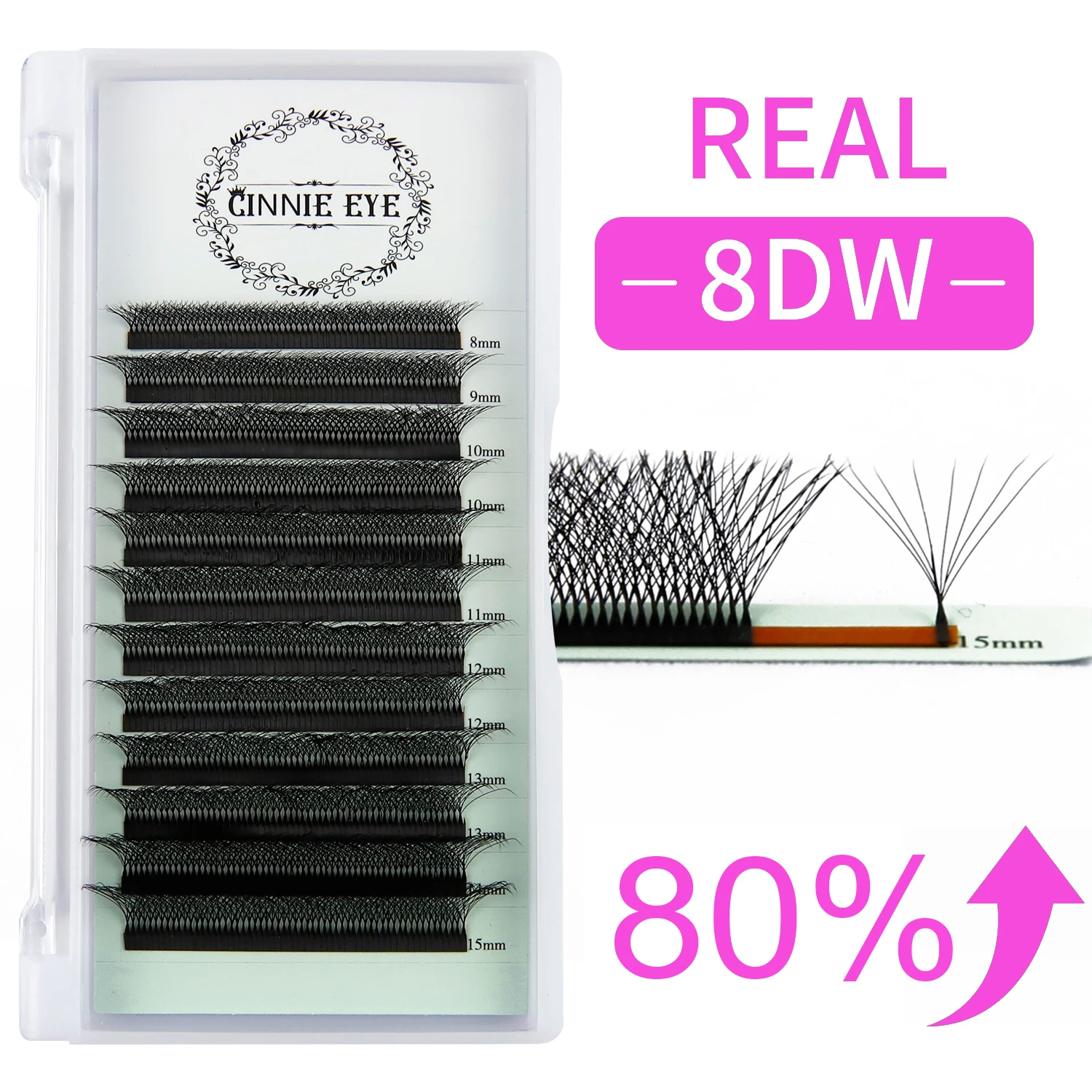 Real 8DW Eyelash 5W 6W 8W Individual Cluster Eyelash Extension Cila 8W Lash Bunches Cilios 8D Premade Volume Fans Lash Wholesale