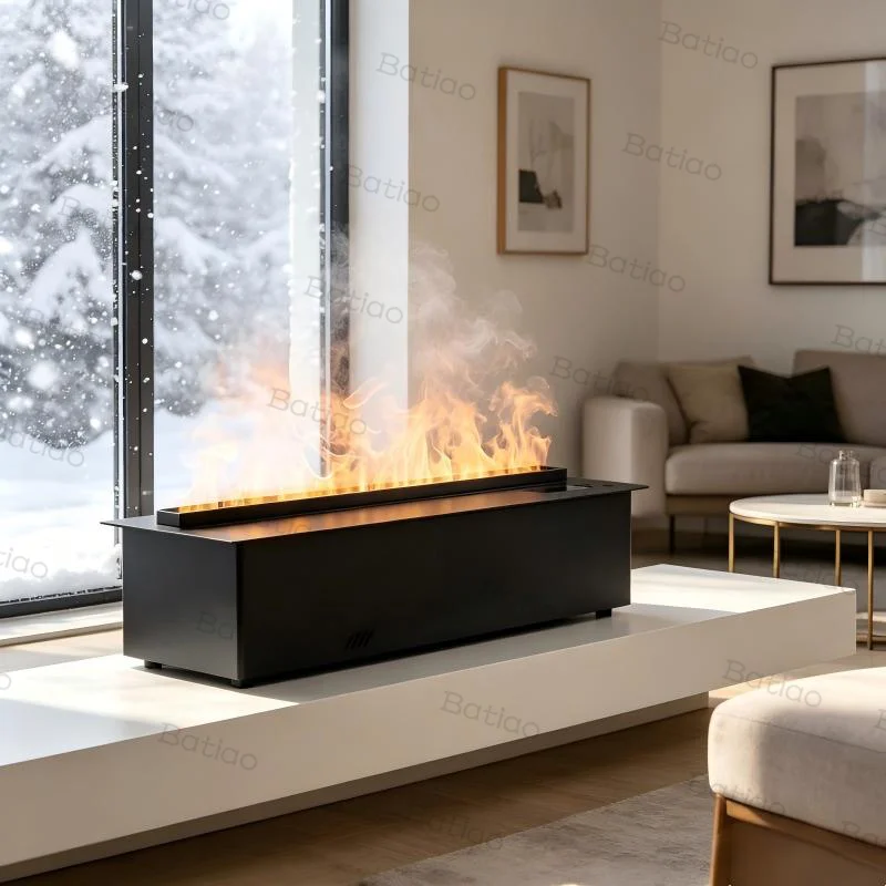 Smart Ambient Lighting Water Vapor Fireplace 3D Water Vapor Fireplace Electric Wall Mounted Realistic Flame Smart LED Firepit