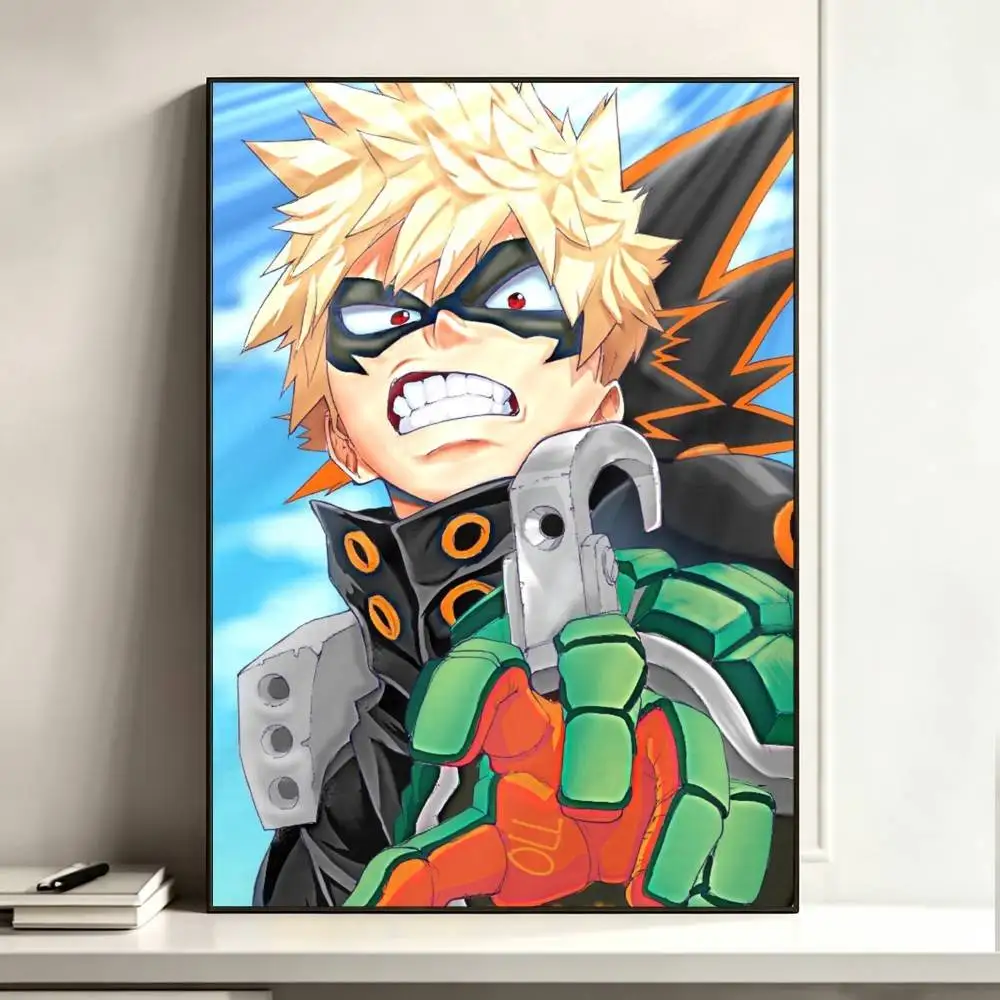 Cartoon Character Katsuki Bakugo  Poster Waterproof Wall Art Sticker For Bar Living Room Vintage Decor High Quality Print Gift