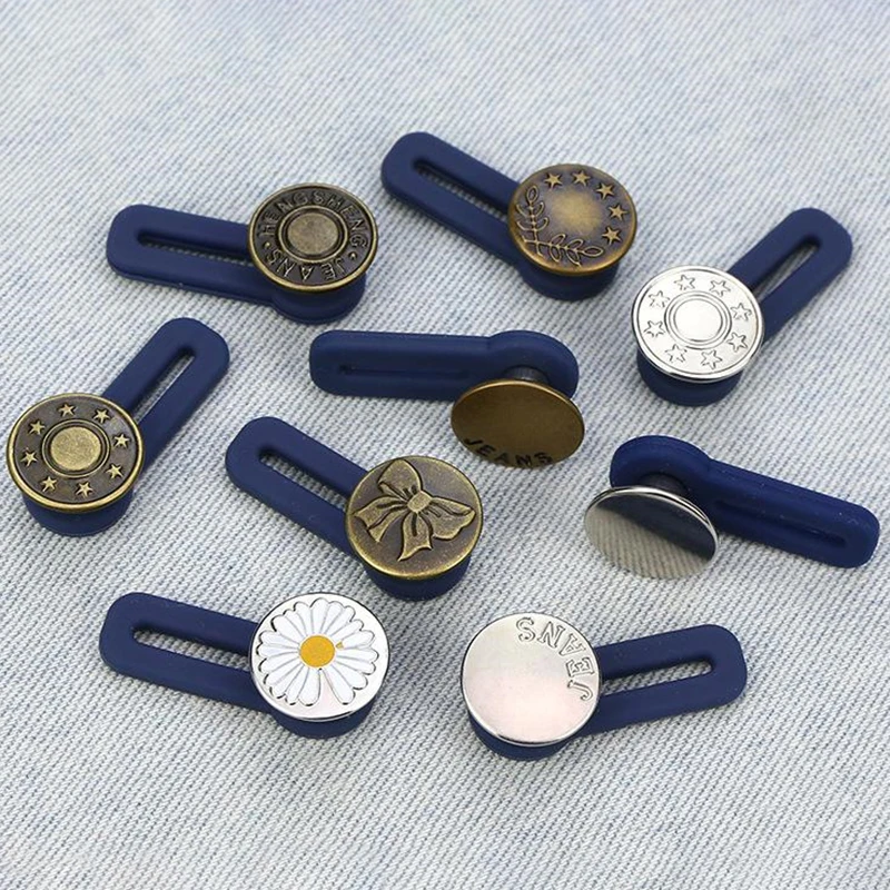 5Pcs Metal Button Extender For Pants Jeans Waistband Expander Sewing Free Adjustable Waist Extenders Nail Free Fastener