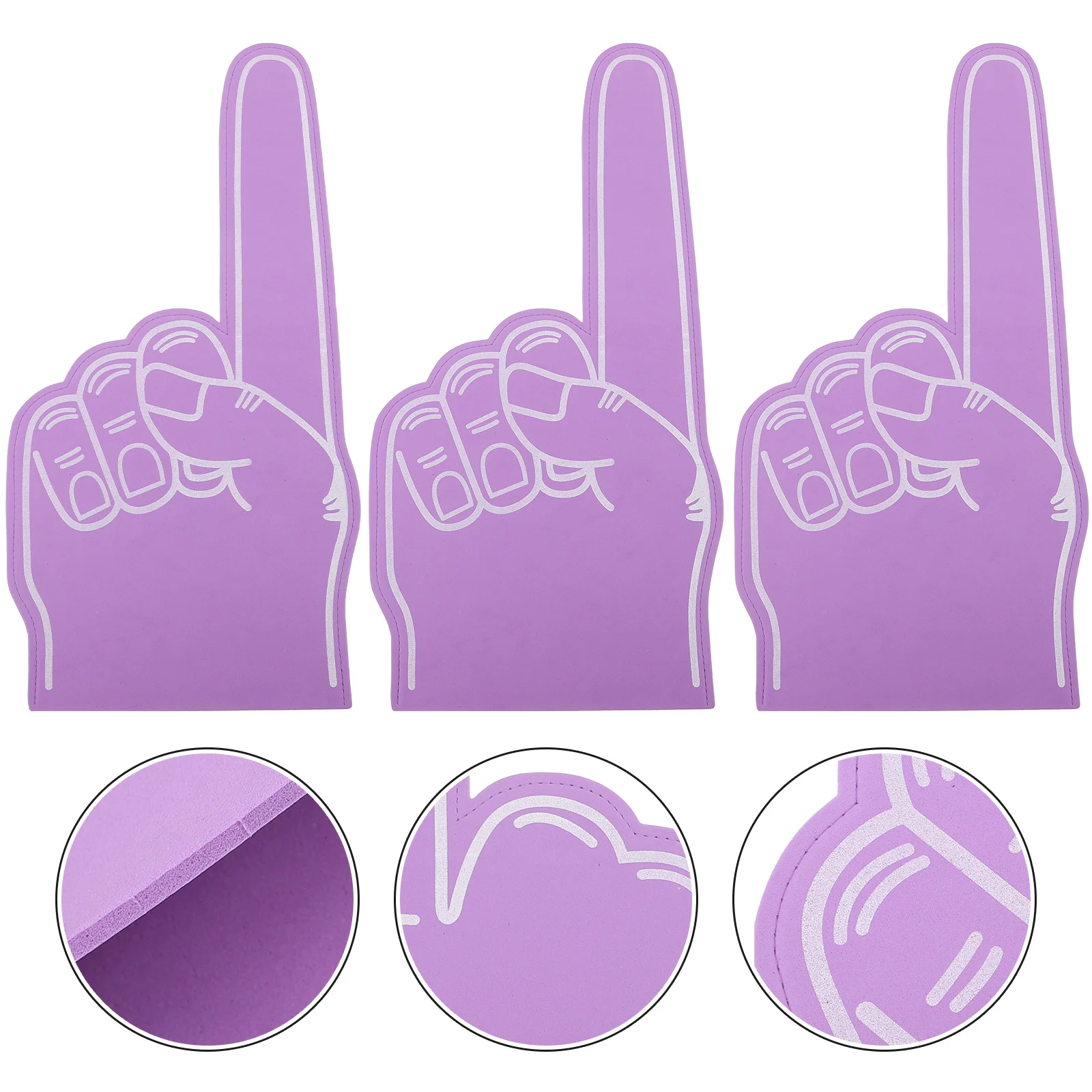 3 Pcs Football Party Decoration Foam Fingers Foosball Cheerleading Hand Pompom Purple Noisemaker Child