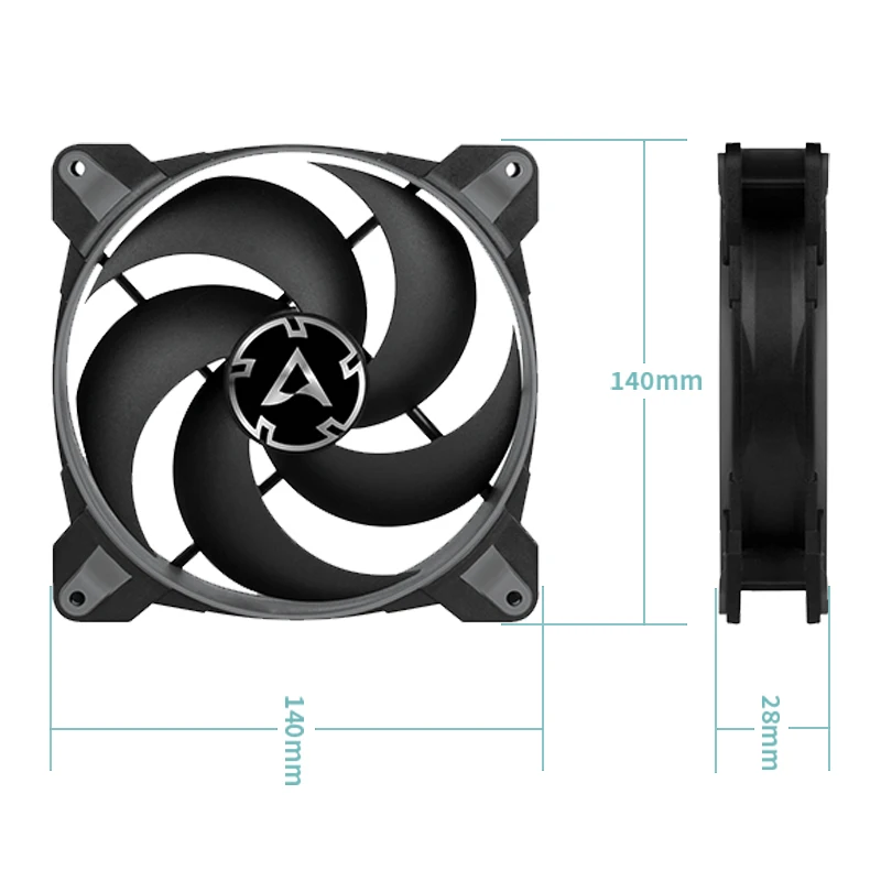 ARCTIC BioniX P140 Fan, 140mm Gaming Case Fan with PWM Sharing Technology (PST), Pressure-optimised, Fan Speed: 300-1950 RPM